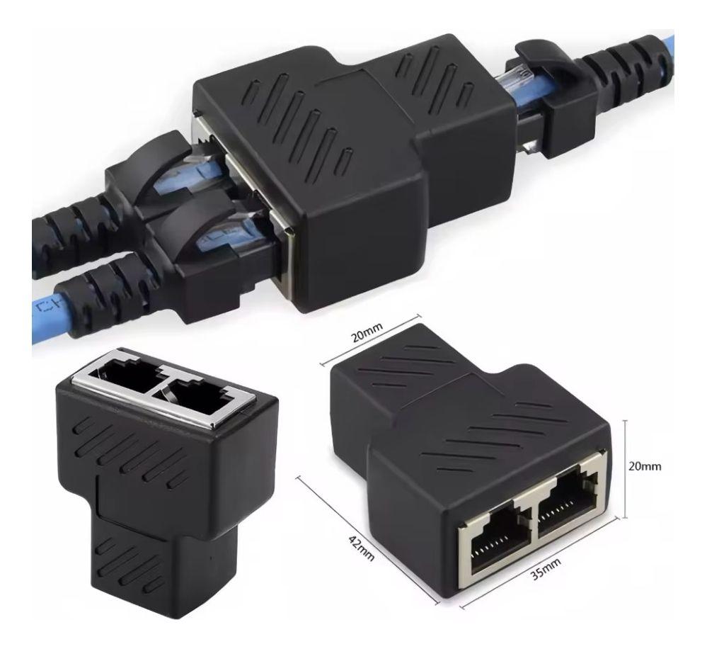 Adaptador Divisor Rj45 Ethernet 1 A 2 Vias Conector Hembra-5
