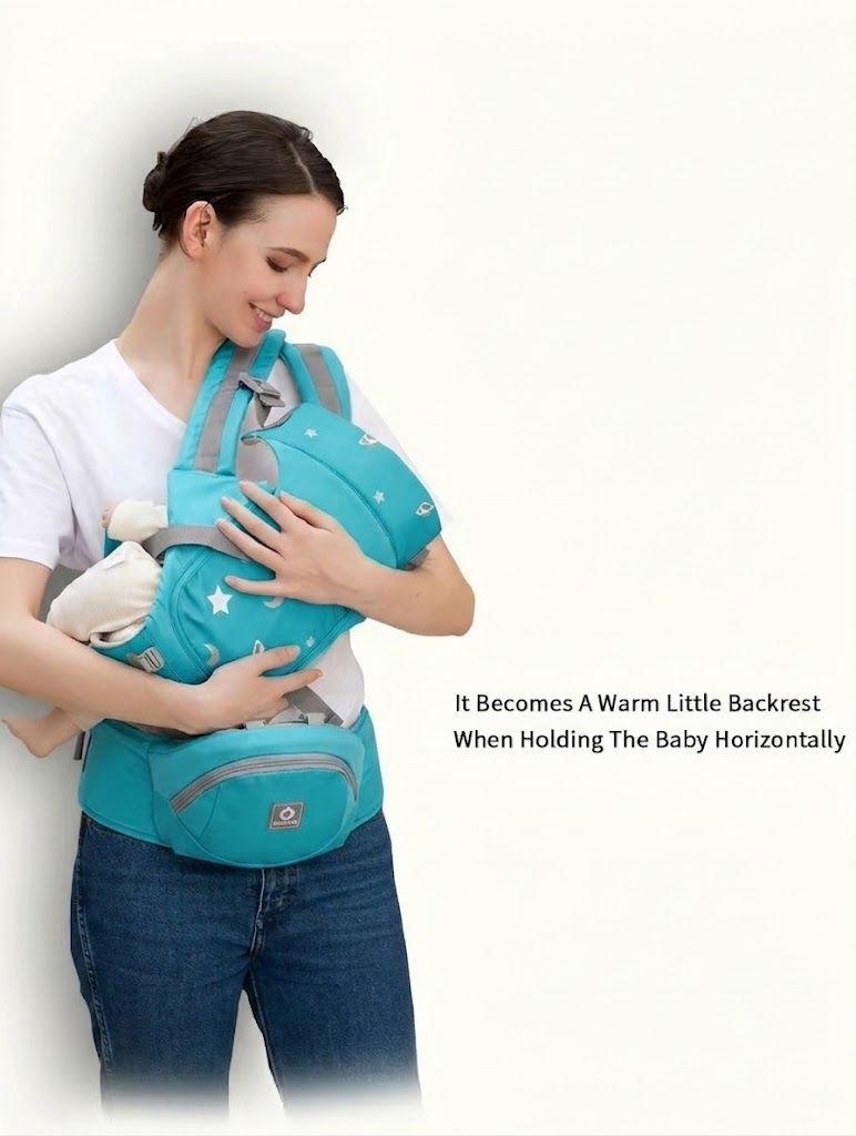 Mochila Porta Bebe Ergonomica Canguro 3 Posiciones Transpirable azul-2