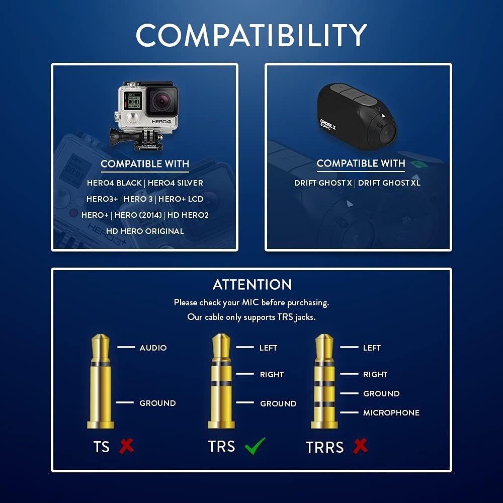 Cable Adaptador Micrófono Mini Usb Para Gopro Hero4 / 3/3 +-2
