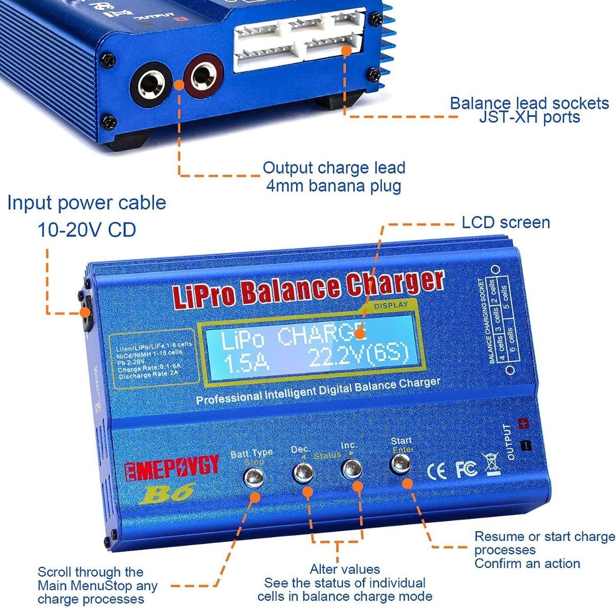 Cargador Balanceador Baterías Lipo Digitial B6 Imax Drone-2