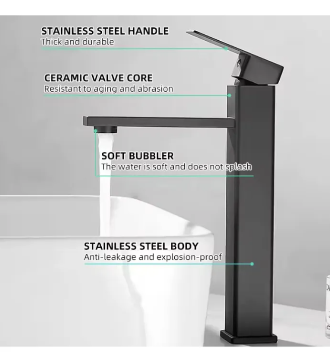 Llave Monomando Lavabo Fregadero Baño, Agua Fría Caliente-8