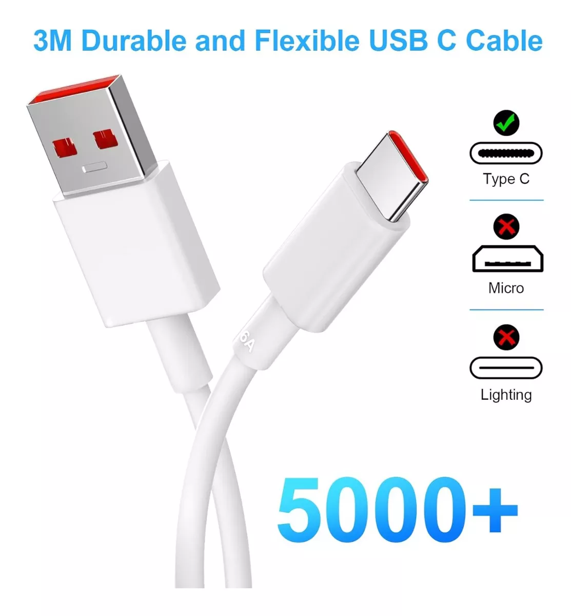 Cable Carga Rapida Usb (6a) Turbo Para Xiaomi Mi 11t, Mi 10t-1