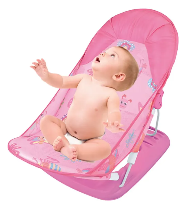 Silla Asiento De Ba o Beb Plegable Reclinable Con Almohada Rosa-2