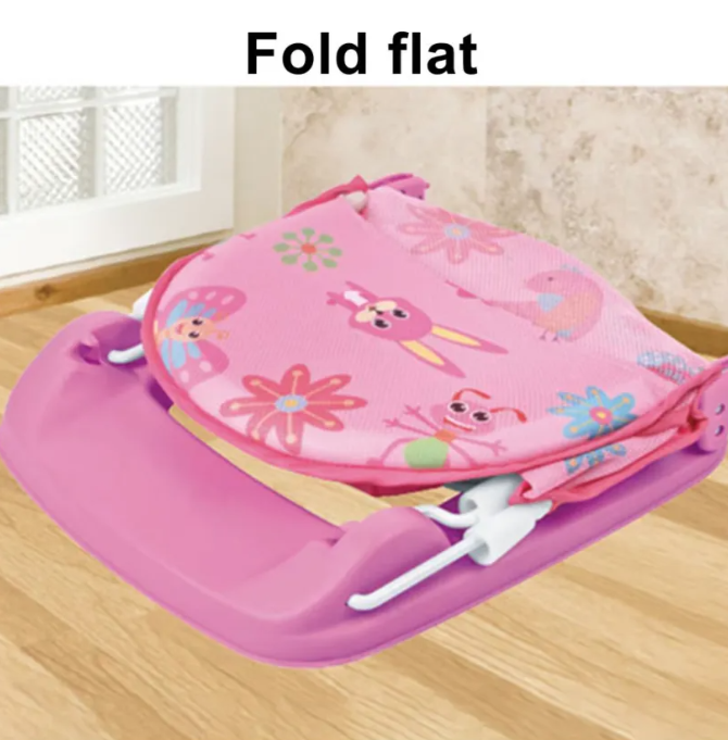 Silla Asiento De Ba o Beb Plegable Reclinable Con Almohada Rosa-3