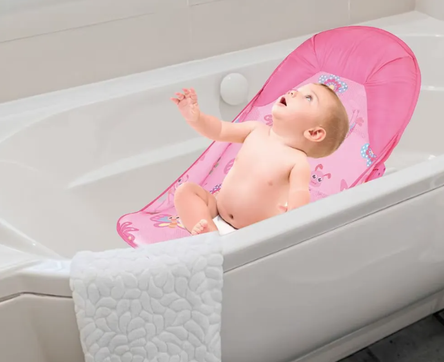 Silla Asiento De Ba o Beb Plegable Reclinable Con Almohada Rosa-5