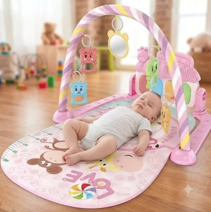 Gimnasio Alfombra Bebe Didactico Piano Musical Tapete Rosa-3
