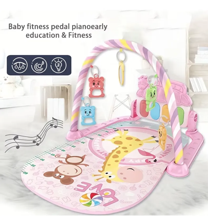 Gimnasio Alfombra Bebe Didactico Piano Musical Tapete Rosa-5