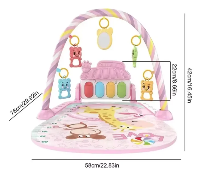 Gimnasio Alfombra Bebe Didactico Piano Musical Tapete Rosa-6