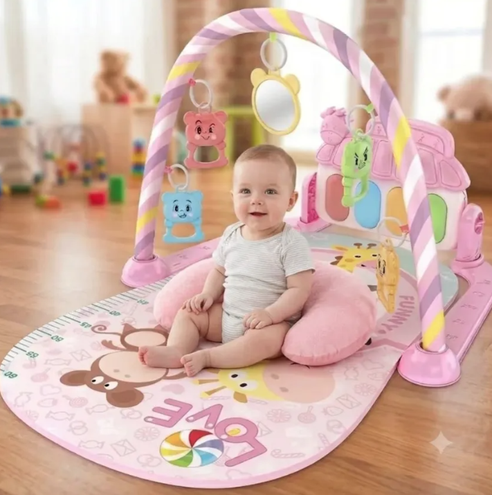 Gimnasio Alfombra Bebe Didactico Piano Musical Tapete Rosa-7