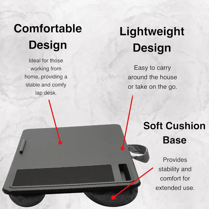 Soporte Mesa Cama Notebook Tablet Fibra De Carbono Mousepad Negro-3