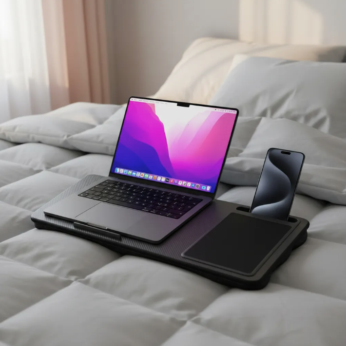 Soporte Mesa Cama Notebook Tablet Fibra De Carbono Mousepad Negro-6