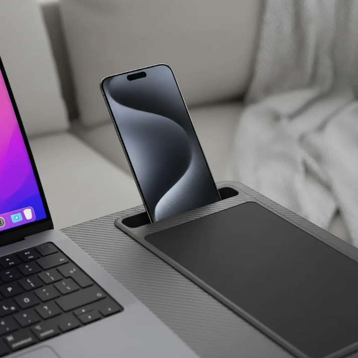 Soporte Mesa Cama Notebook Tablet Fibra De Carbono Mousepad Negro-8