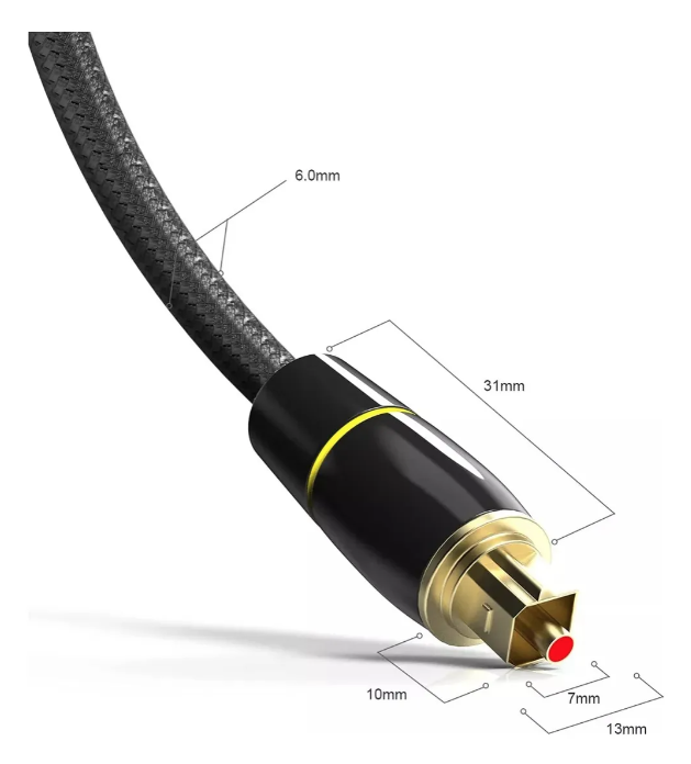 Cable Audio Digital Optico Toslink Alta Calidad Encordado 2m-3