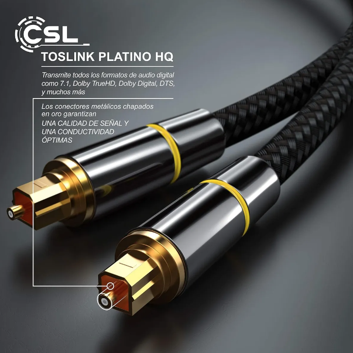 Cable Audio Digital Optico Toslink Alta Calidad Encordado 2m-7