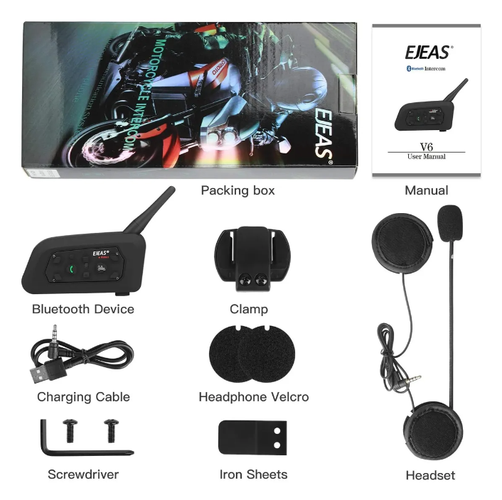 Intercomunicador De Motocicleta Ejeas V6 Pro Bluetooth-6