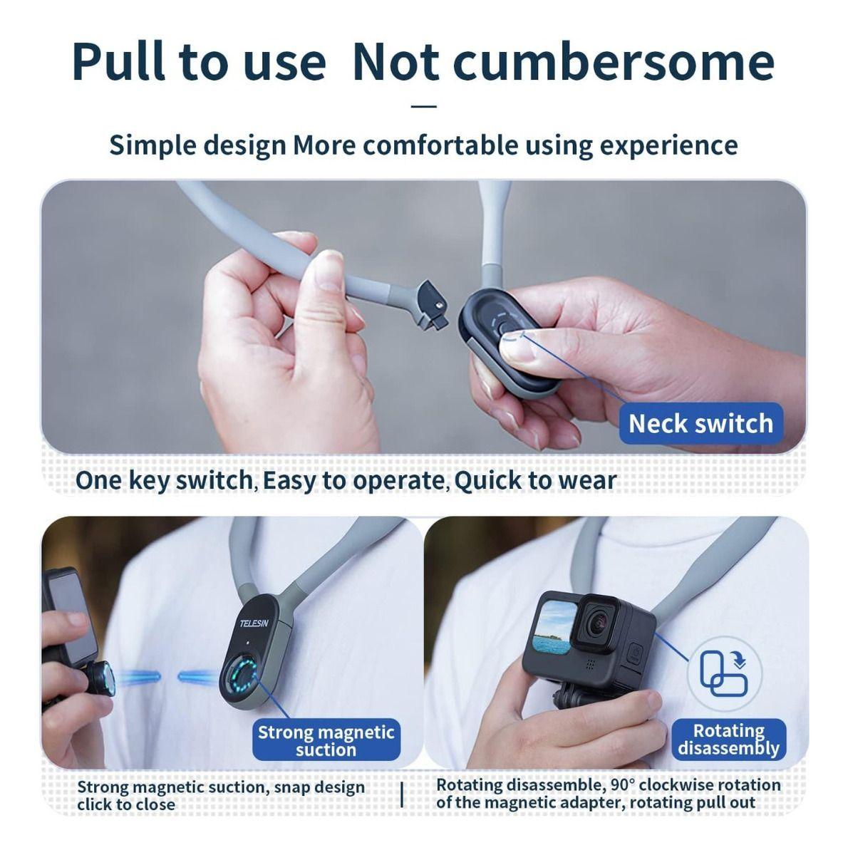 Soporte De Cuello Telesin Para Gopro Max, 12, 11, 10, 9-4