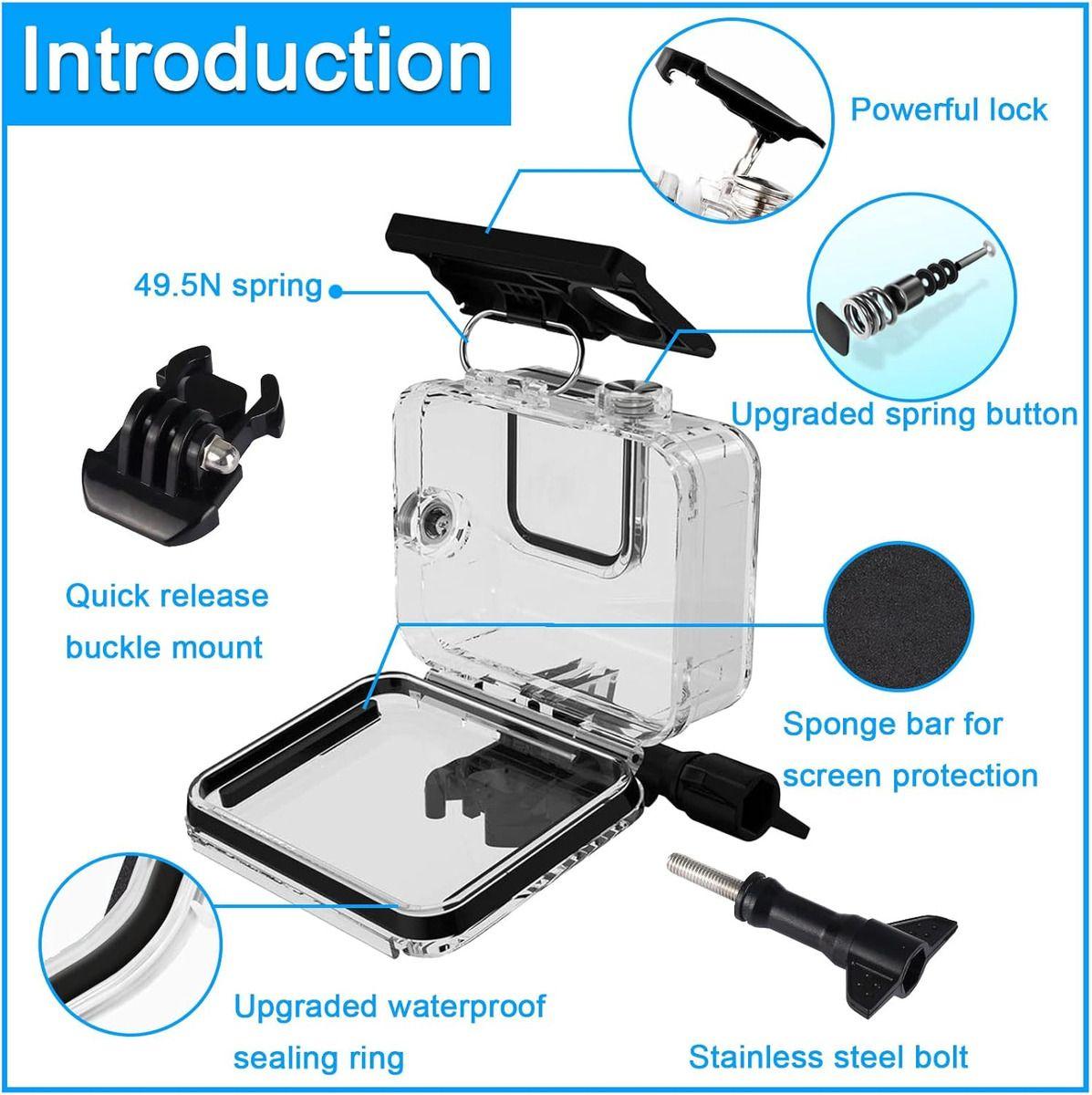 Carcasa Sumergible Impermeable Para Gopro Hero 8 Black (60m)-1