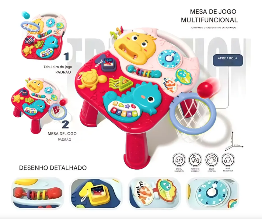 Mesa Actividades Bebe Didactica Musical Juguete Juego 2 en 1 Rojo-2