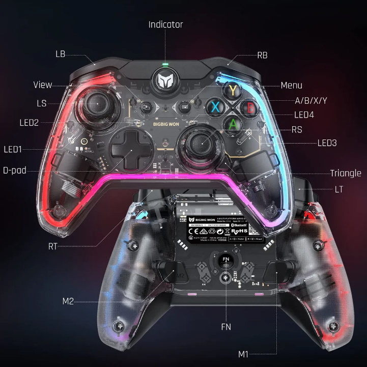 Joystick Mando Bigbig Won Rainbow S Para Pc W10 11 Nintendo Transparente-2