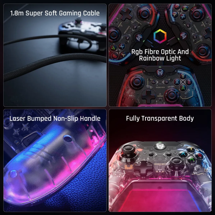 Joystick Mando Bigbig Won Rainbow S Para Pc W10 11 Nintendo Transparente-4