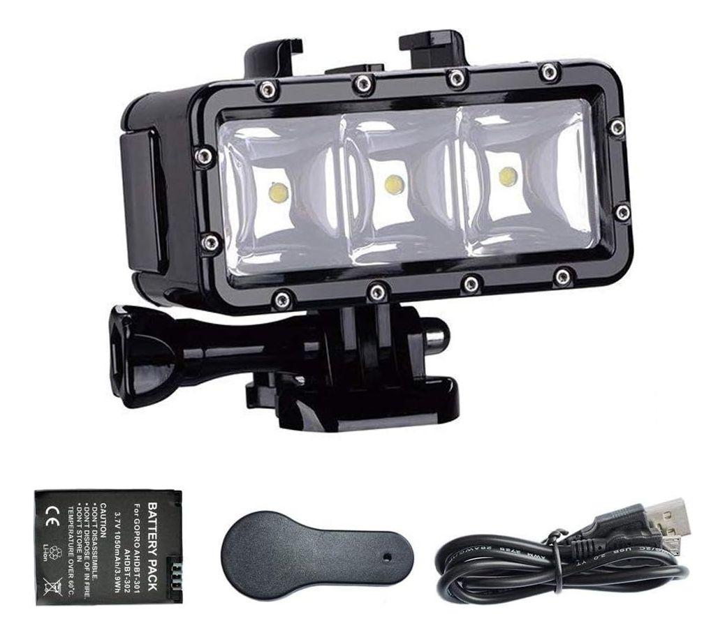 Foco Led Sumergible Para Gopro Hero 12 11 10 9 Max Potente-0