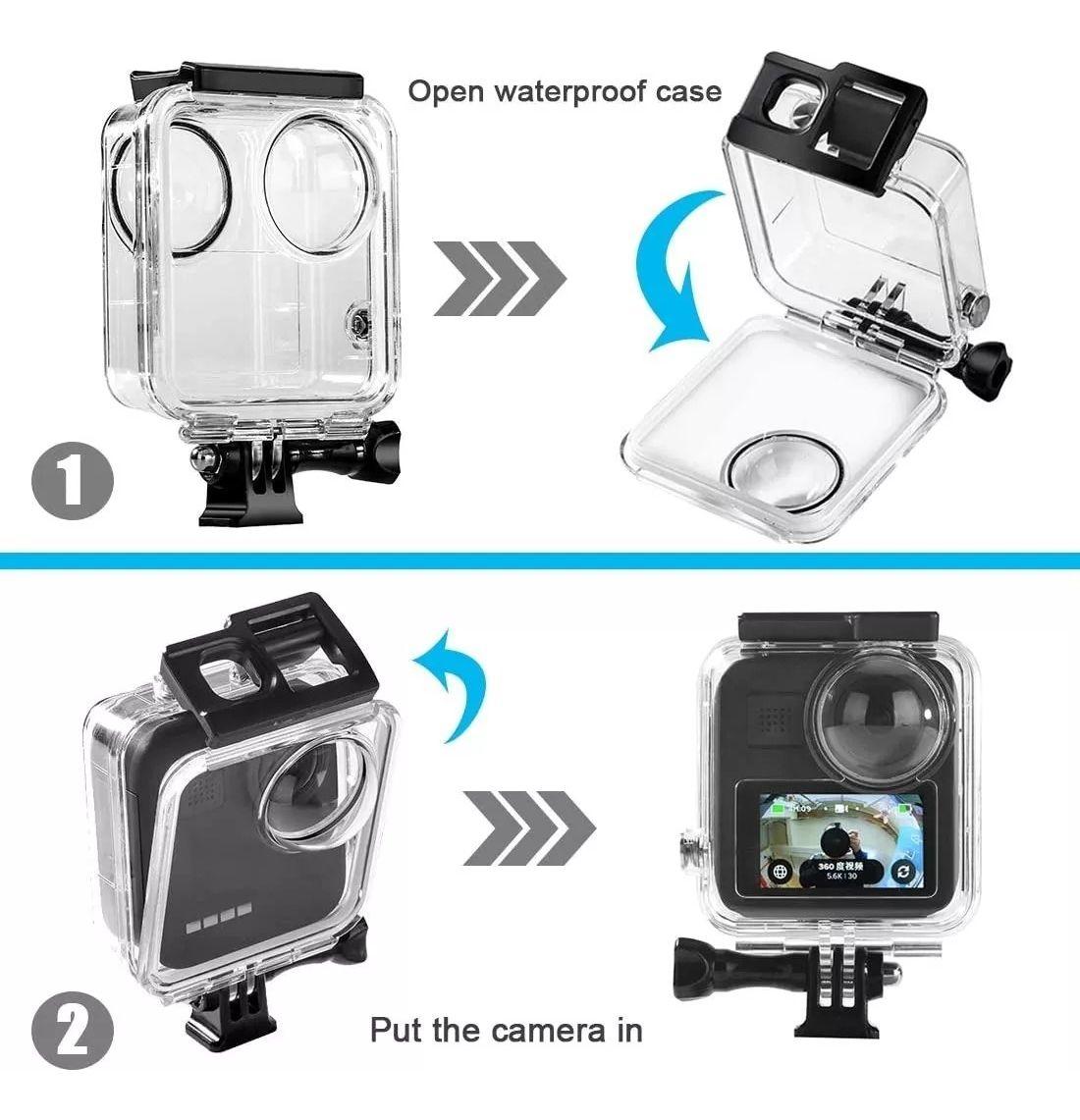 Carcasa Sumergible Para Gopro Max Carcasa 360 (20m) Firme-5
