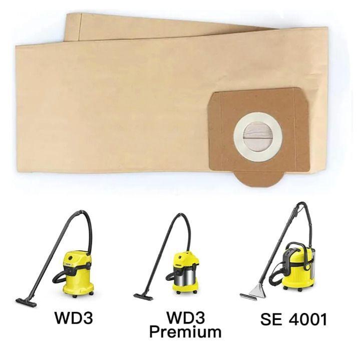 Set 5 Bolsas Papel Aspiradora Para Karcher Wd3-se4001-nt 20-3