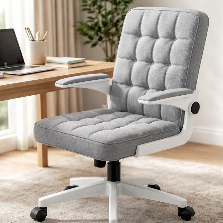 Silla Oficina Ergon mica Tela Gris Con Apoyabrazos Ajustable-0