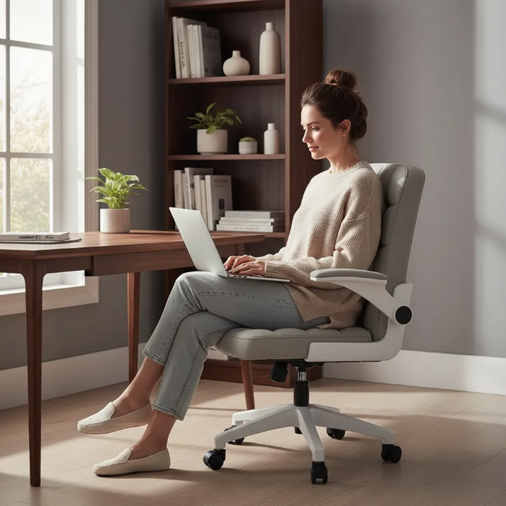Silla Oficina Ergon mica Tela Gris Con Apoyabrazos Ajustable-7