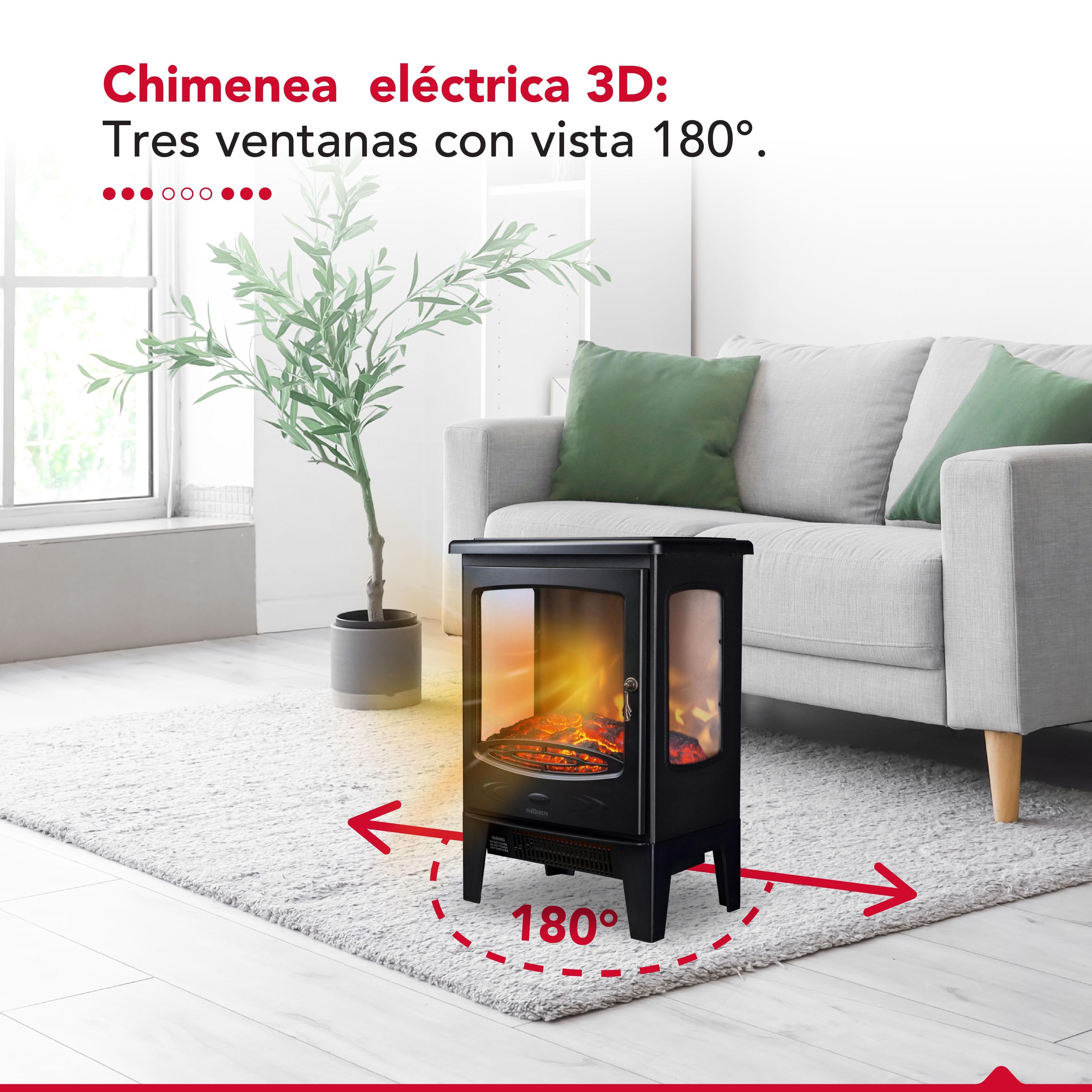 Chimenea Electrica 2 Potencias 1800W Thor FirePlace 3D Negro-2