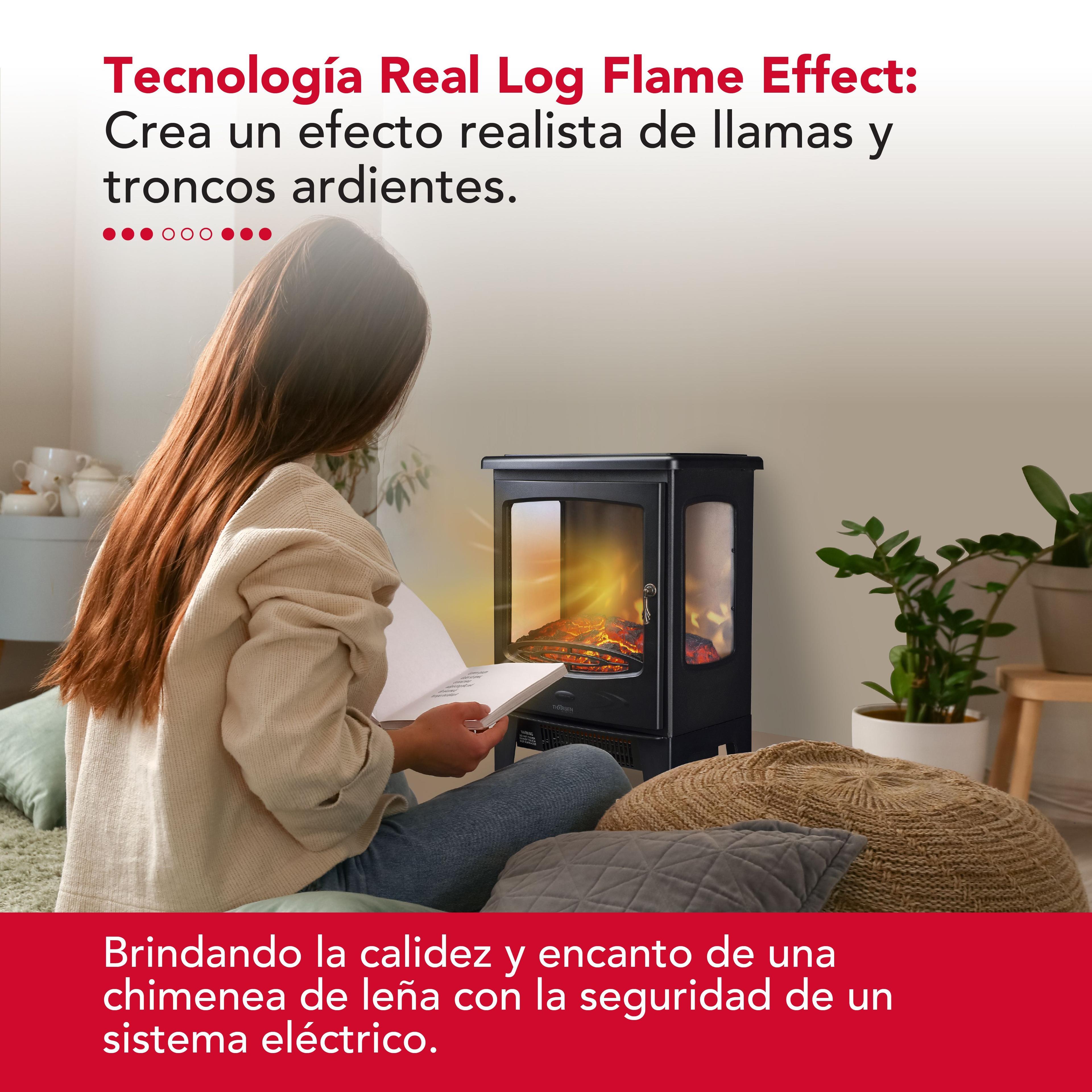 Chimenea Electrica 2 Potencias 1800W Thor FirePlace 3D Negro-3