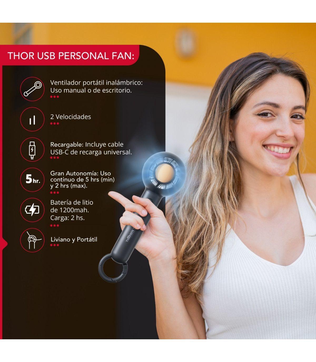 Ventilador Portátil Inalámbrico USB Thor USB Personal Fan Black-3