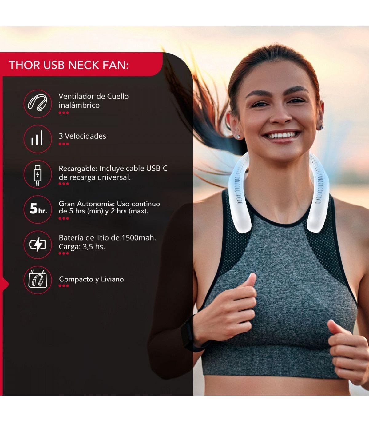 Ventilador Cuello Inalámbrico Blanco USB Thor Neck Fan White-3