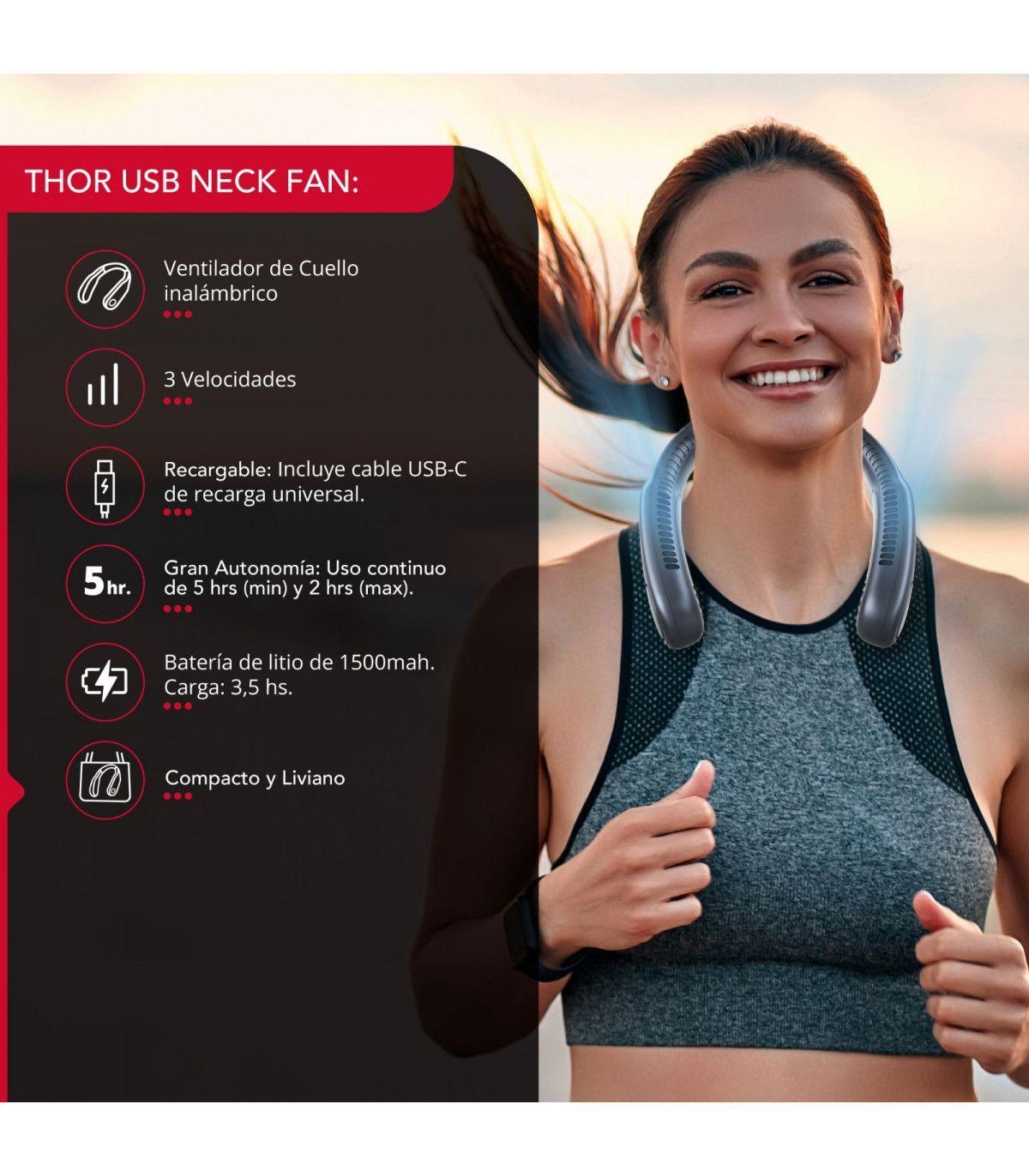 Ventilador Cuello Inalámbrico Blanco USB Thor Neck Fan Black-4