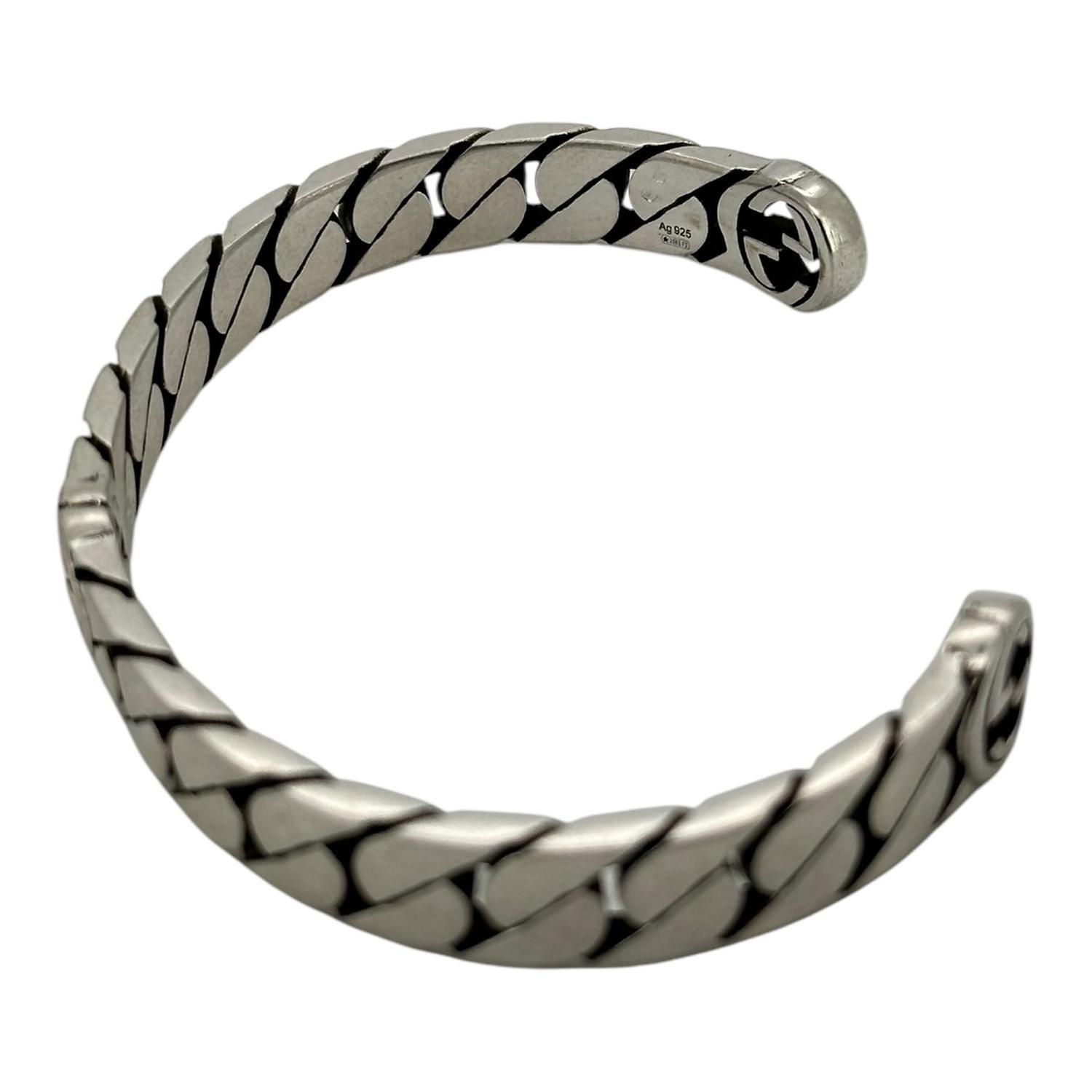 Pulsera Brazalete Gucci Unisex Interlocking Cuff Plata Talla 18-1