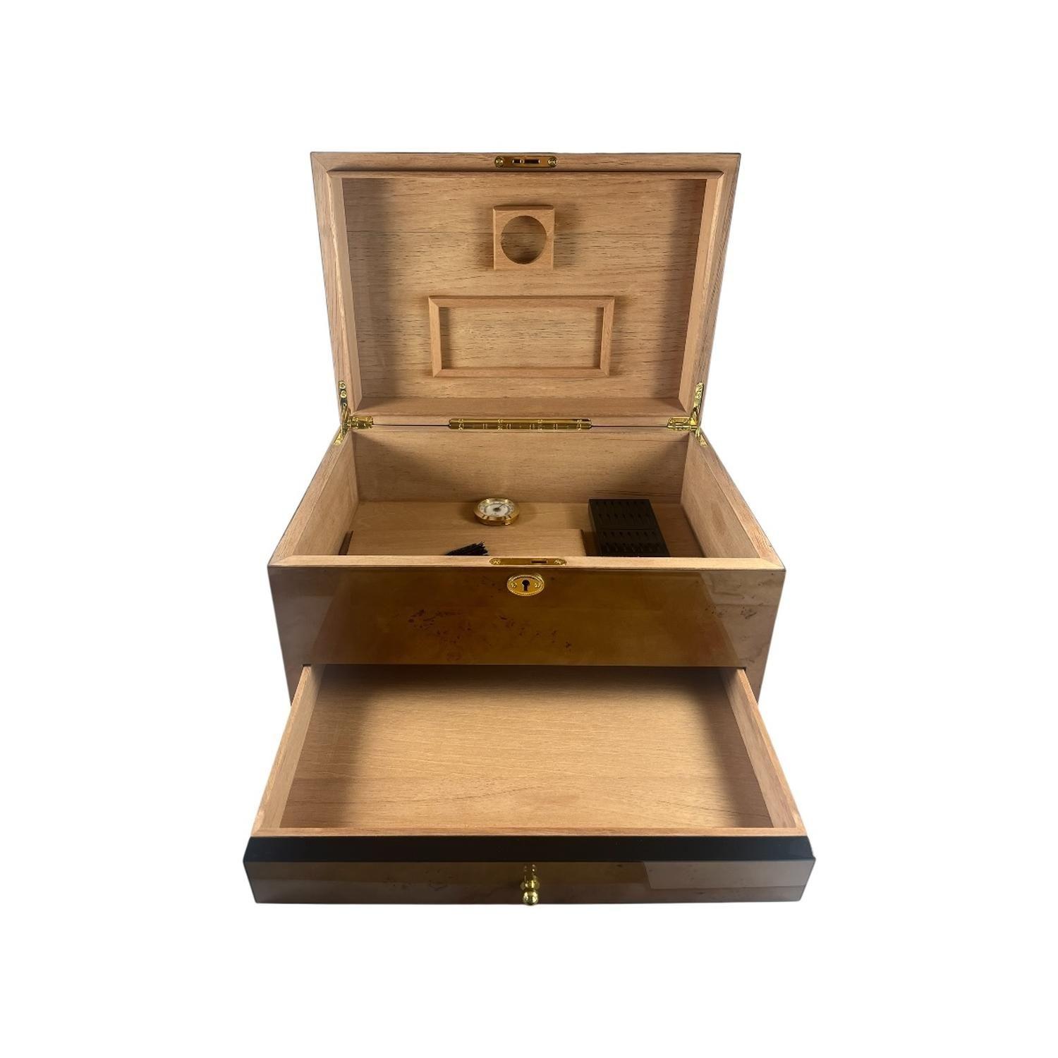 Caja Humidor de Puros con Mapa del Mundo y Cajon-3
