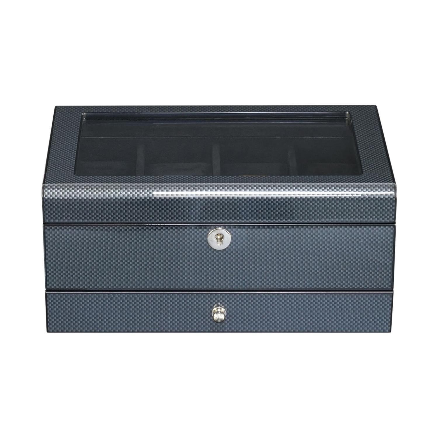 Caja Para Relojes 8 Espacios Con Cajon Fibra De Carbono-3