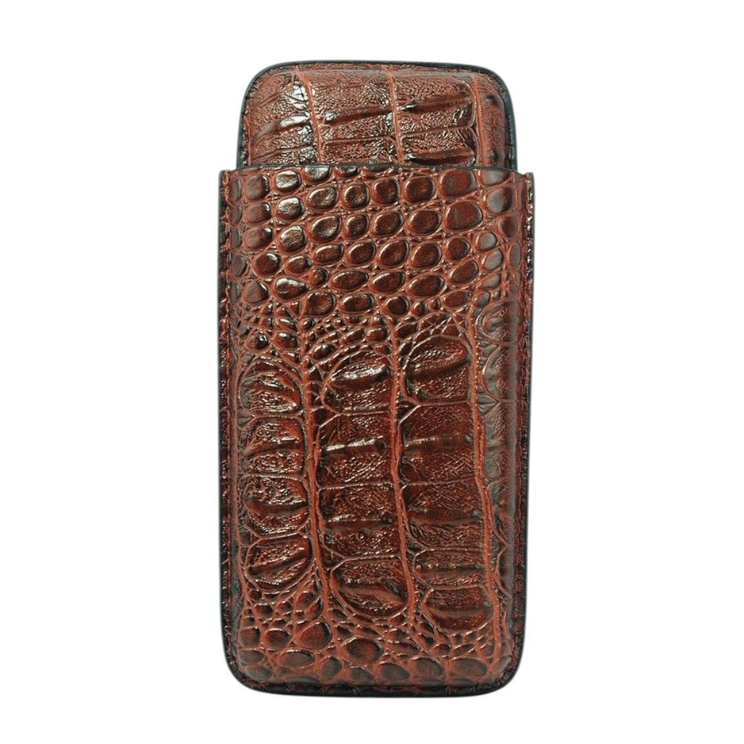 Estuche para 3 Puros PU Croco Marron con Cortador-7