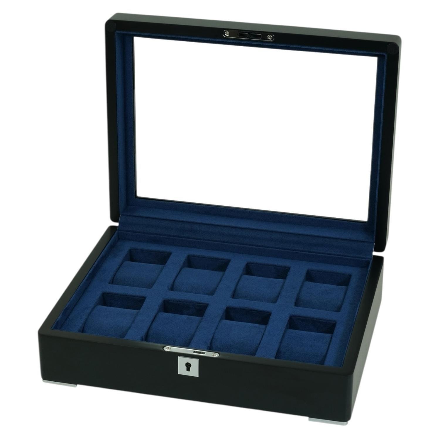 Caja para Relojes 8 Espacios Negra Terciopelo Con Vidrio-2