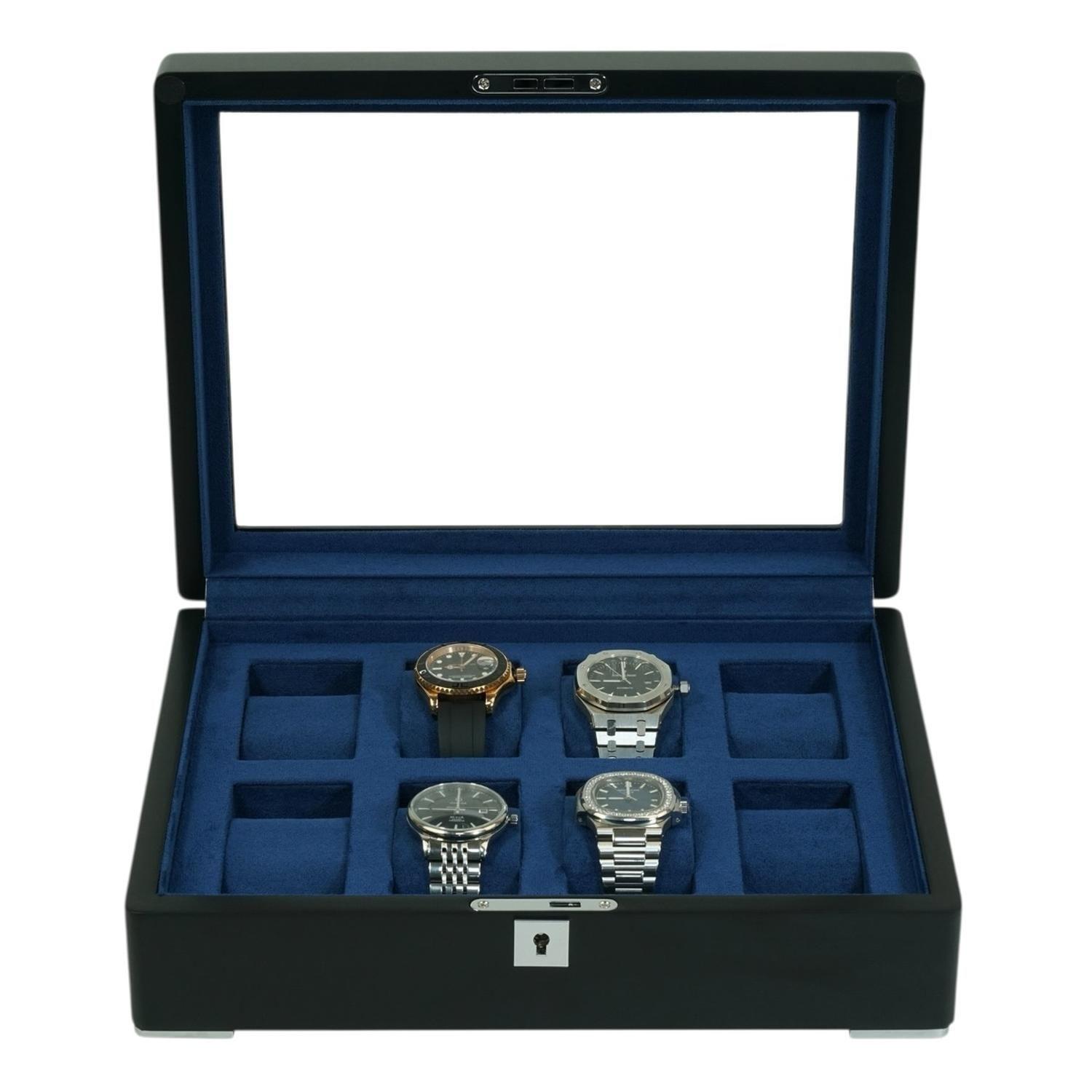 Caja para Relojes 8 Espacios Negra Terciopelo Con Vidrio-4