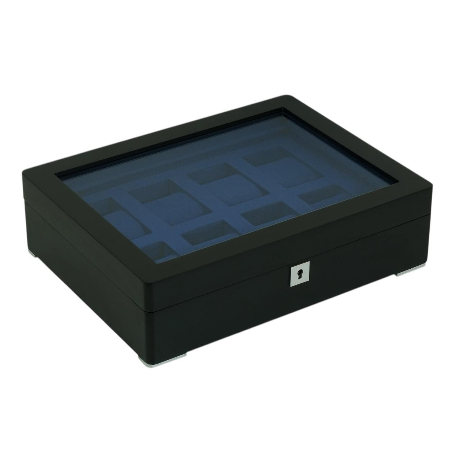 Caja para Relojes 8 Espacios Negra Terciopelo Con Vidrio-5