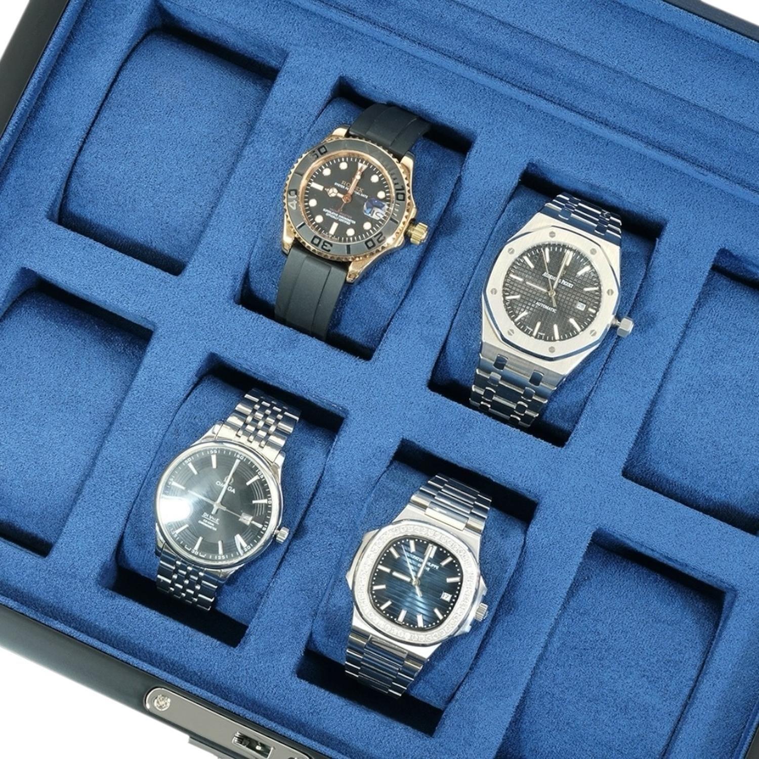 Caja para Relojes 8 Espacios Negra Terciopelo Con Vidrio-6