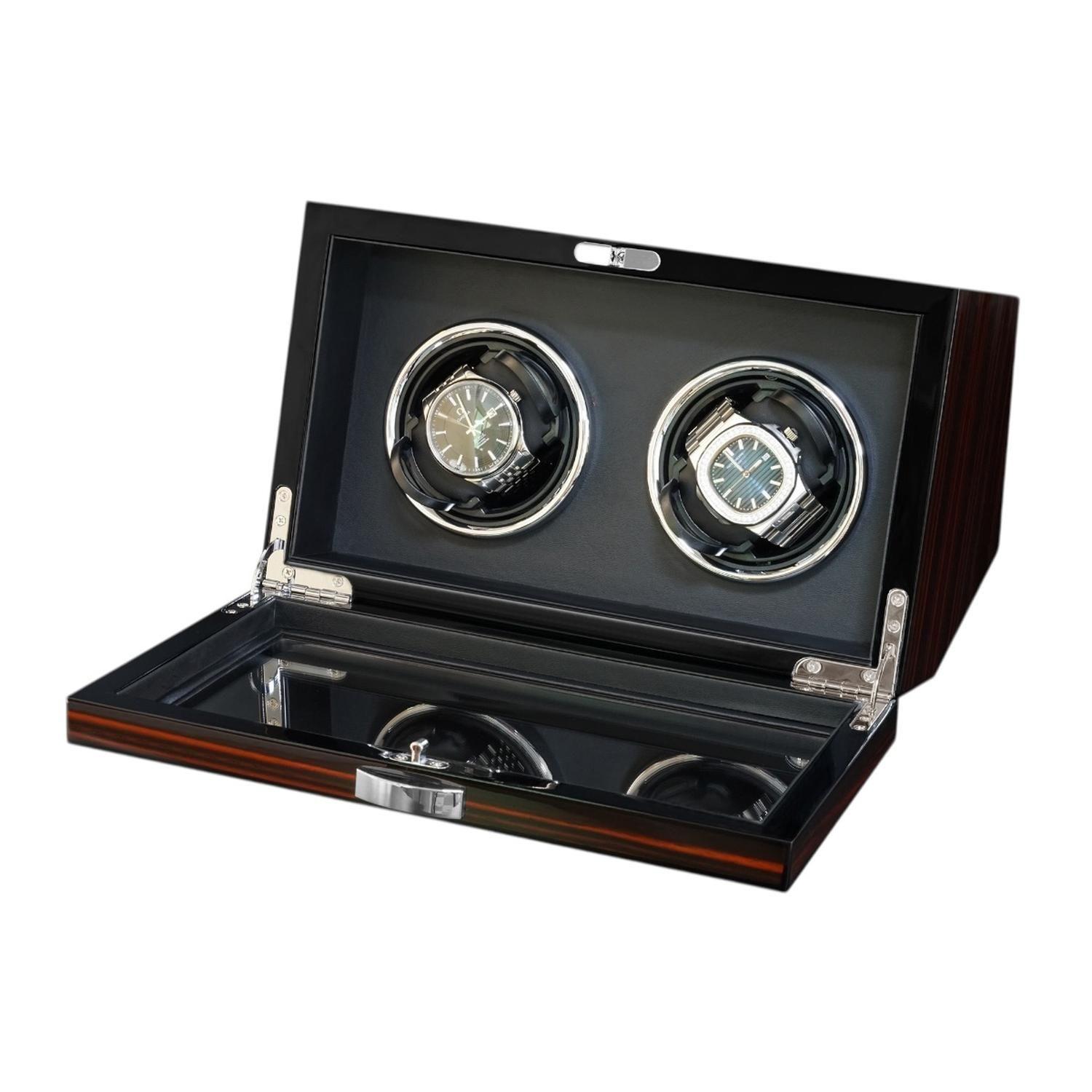 Watch Winder Doble Ebony Brillo Alto 4 Programas-2