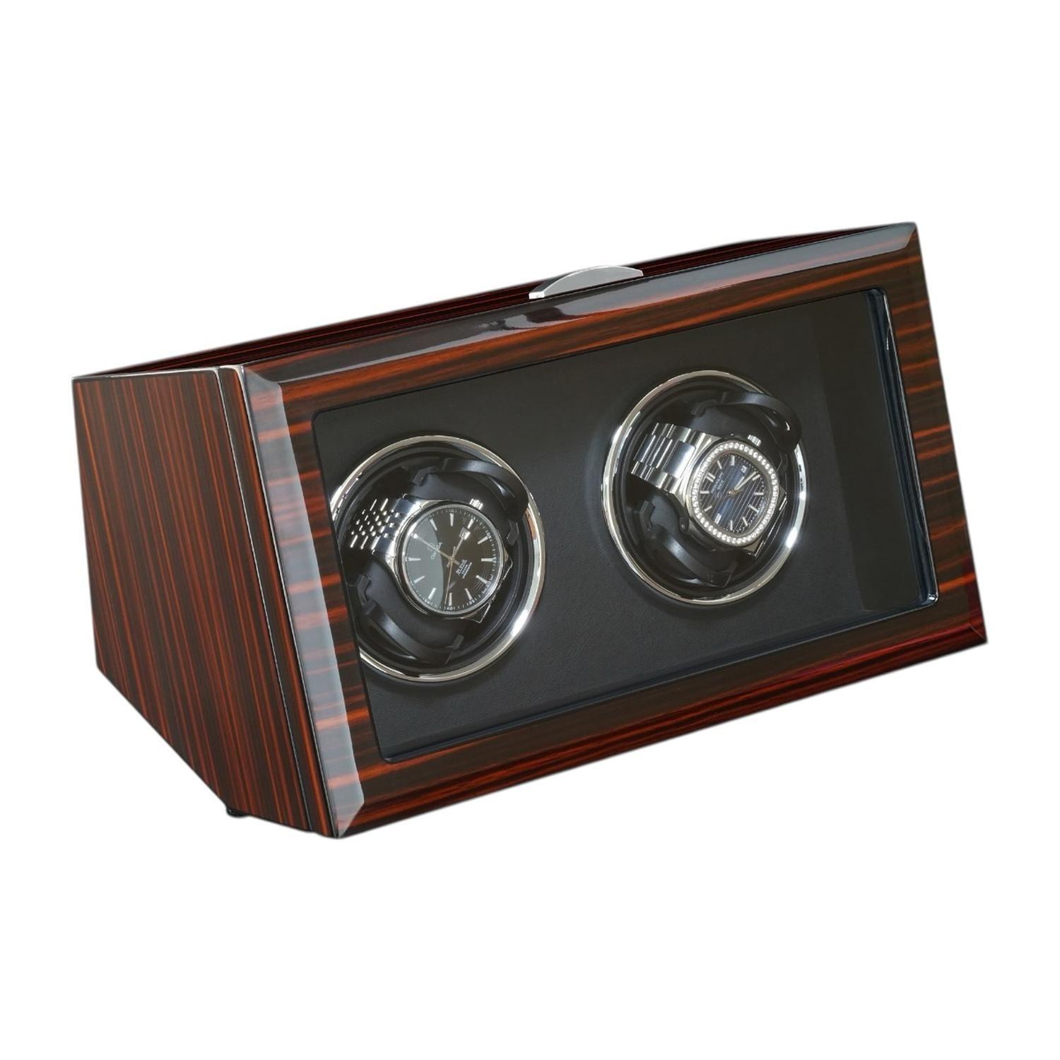 Watch Winder Doble Ebony Brillo Alto 4 Programas-4