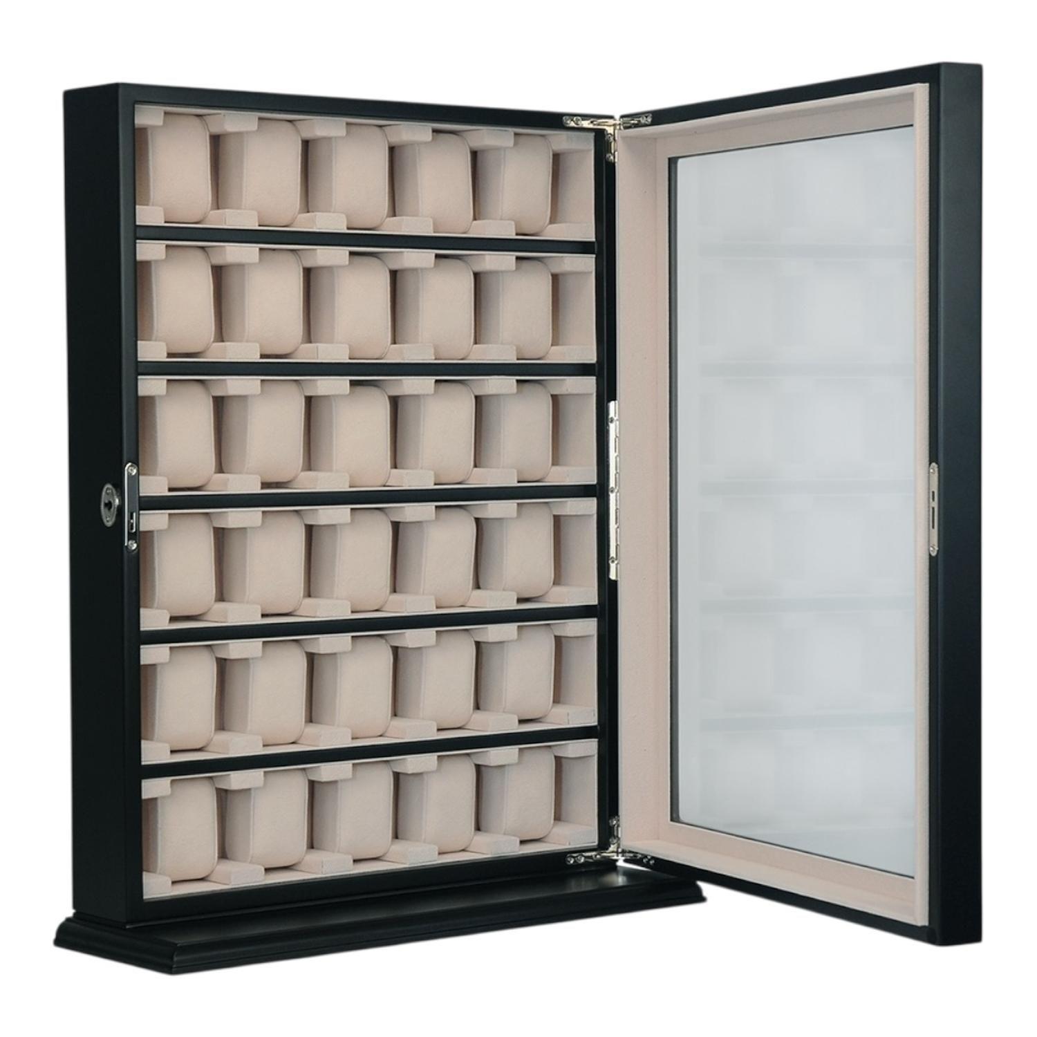Gabinete Para Relojes 30 Espacios Madera Negra Mate-0