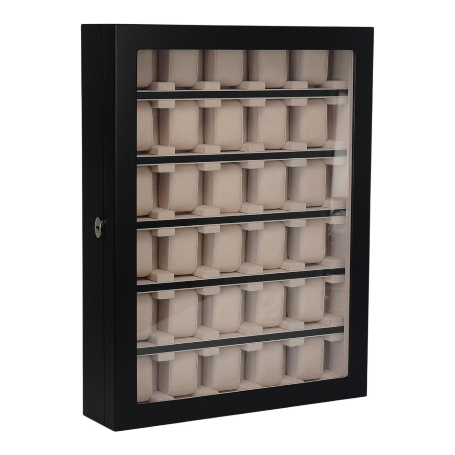 Gabinete Para Relojes 30 Espacios Madera Negra Mate-1