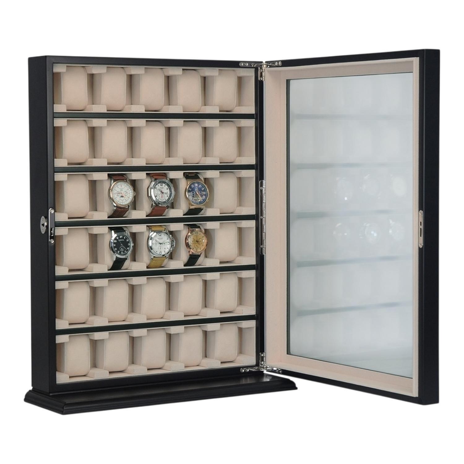 Gabinete Para Relojes 30 Espacios Madera Negra Mate-4