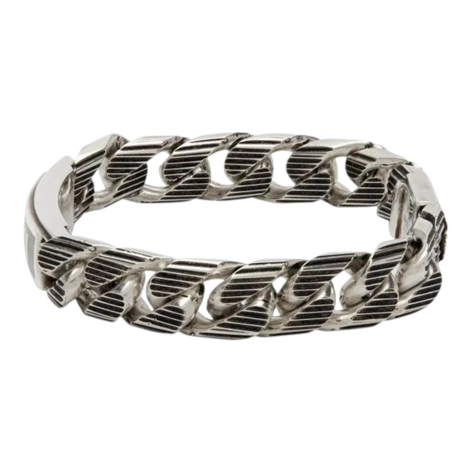 Pulsera Brazalete Gucci Unisex Link Tag G Plata Talla 17-1