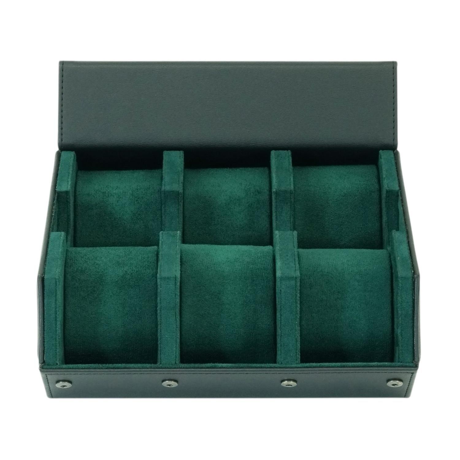 Caja para Relojes Cuero 6 Espacios Hexagonal Negro-2