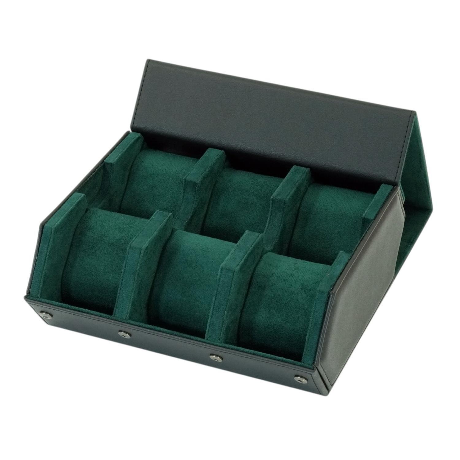 Caja para Relojes Cuero 6 Espacios Hexagonal Negro-3